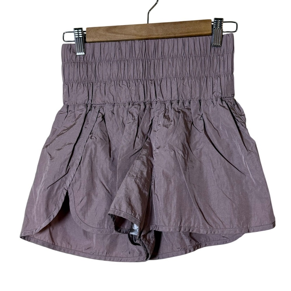FP Movement Women Running Shorts Medium Lilac Smocked High Rise The Way Home